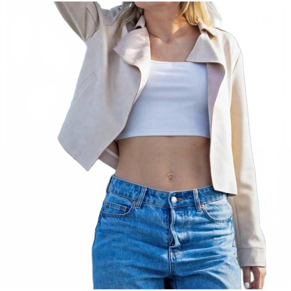 NEW WONDERFUL & YOUNG suede moto jacket in tan